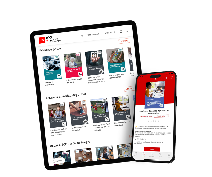 Maqueta de dispositivos con la plataforma de Turismo Digital